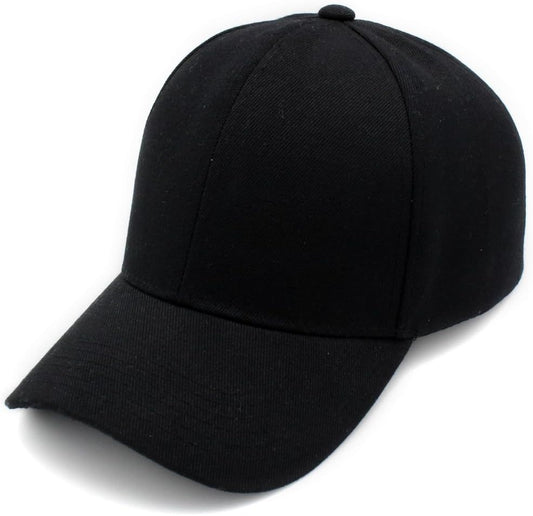 Black baseball cap from Eco-Thingz Shop, featuring an adjustable strap and curved brim for comfort and style.