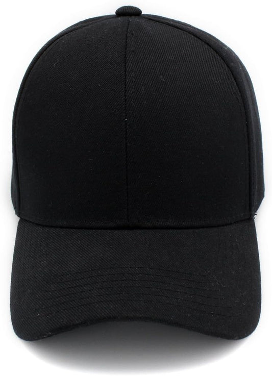 Black baseball cap from Eco-Thingz Shop, featuring an adjustable strap and curved brim for comfort and style.